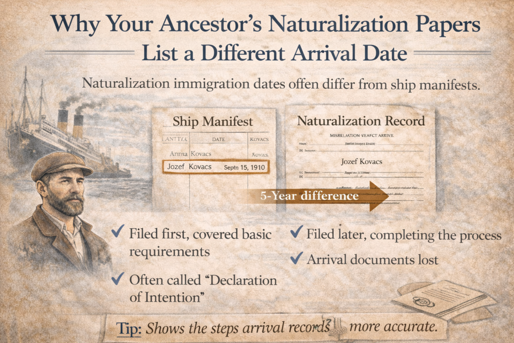 Why Your Ancestor's Naturalization Papers List a Different Arrival Date